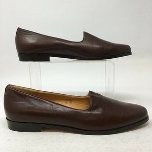 Cole Haan Shoes Womens 9 B Slip On Loafers F3835 Brown Leather Heels Almond Toe